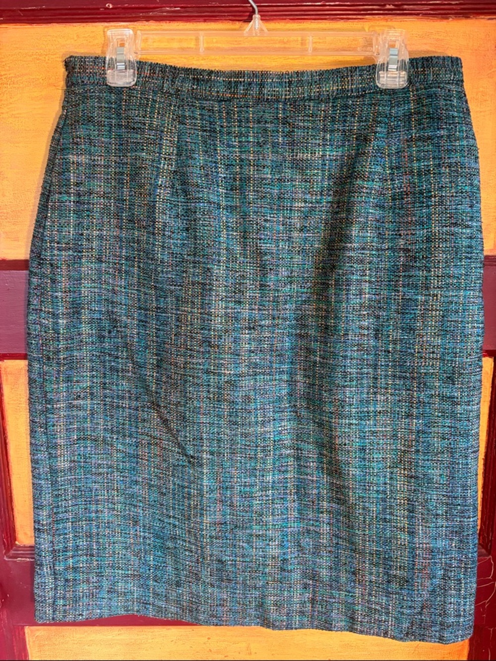 Vintage Silk Woven Teal A-Line Skirt